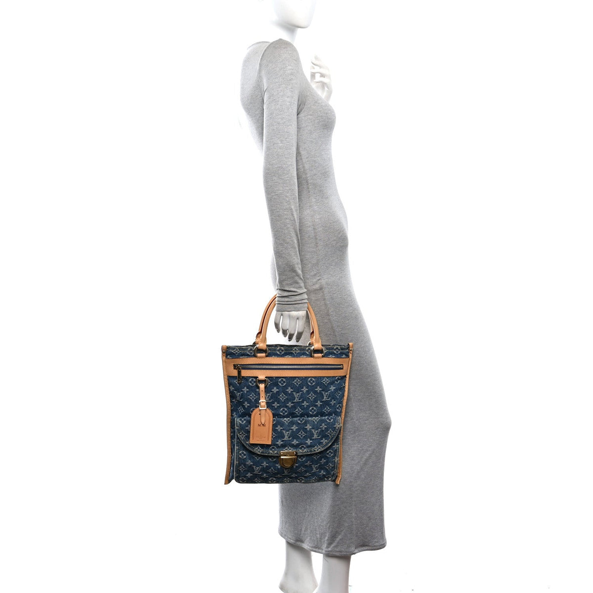 Monogram Denim Sac Plat Blue