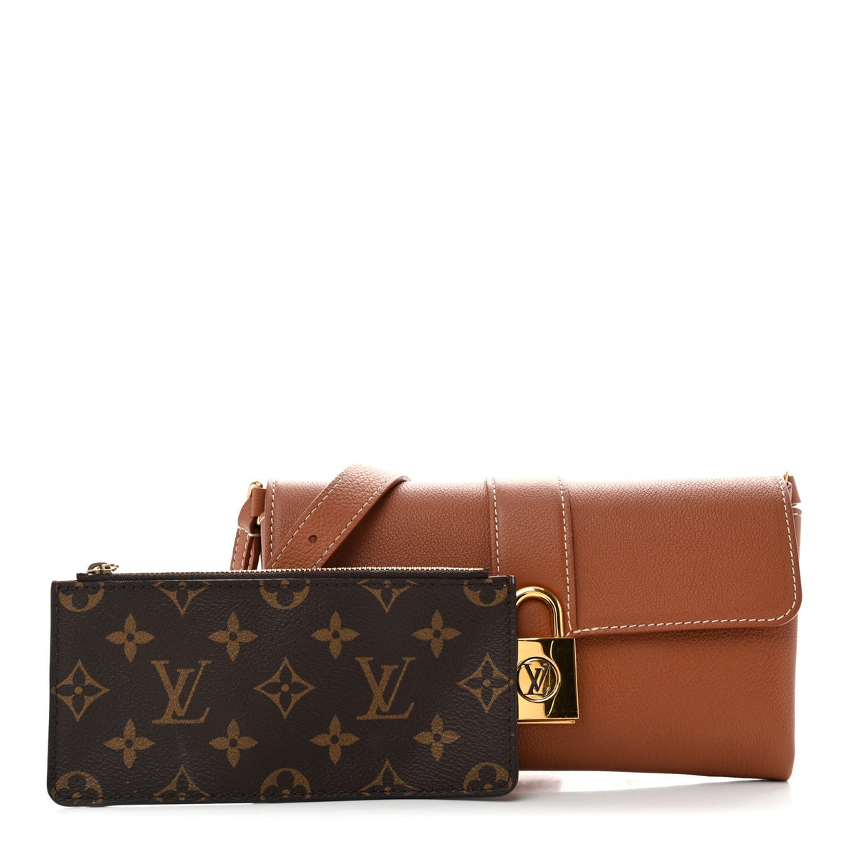 Grained Calfskin Low Key Wallet On Chain Cognac