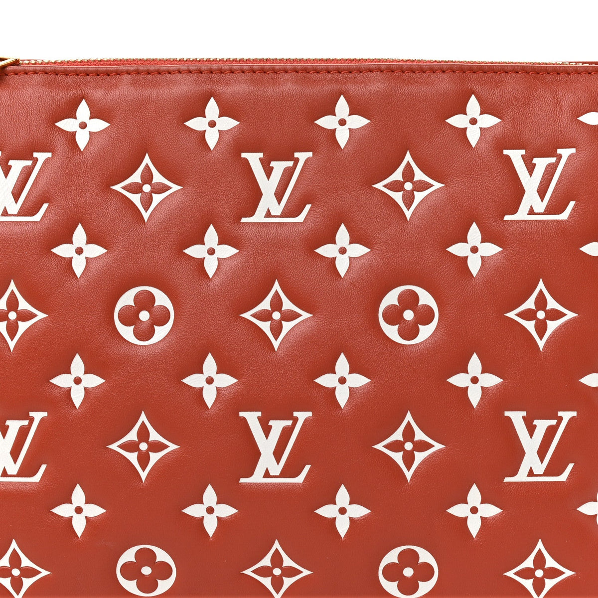 Lambskin Embossed Monogram Coussin PM Terracotta Brown