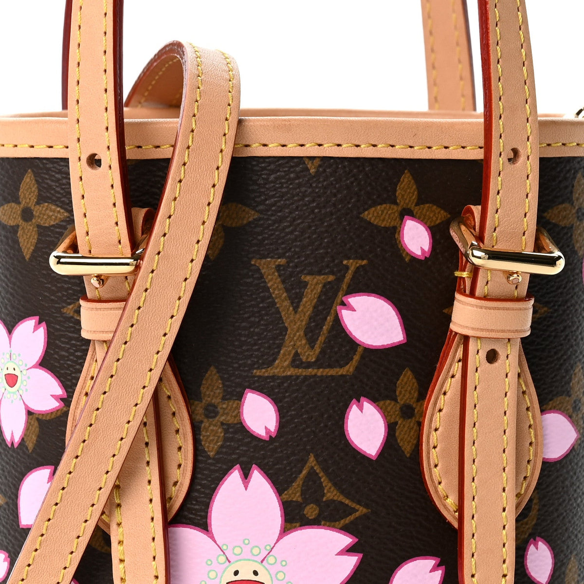 LV X TM Monogram Cherry Blossom Nano Bucket Sakura Brown