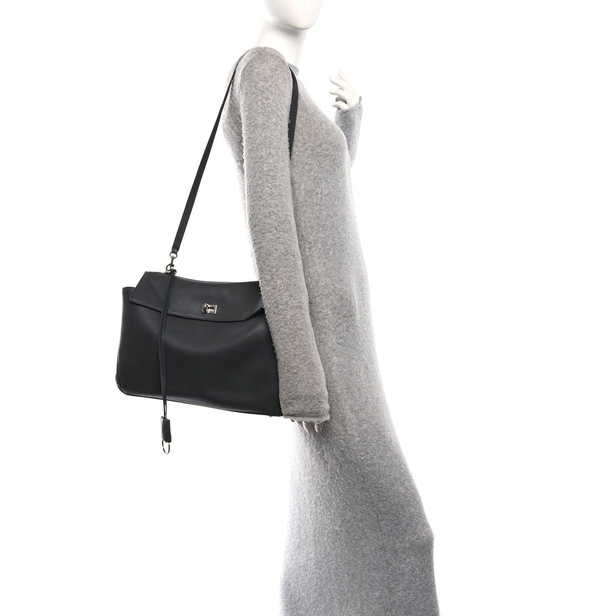 Natural Smooth Calfskin Medium Rodeo Top Handle Handbag Grey