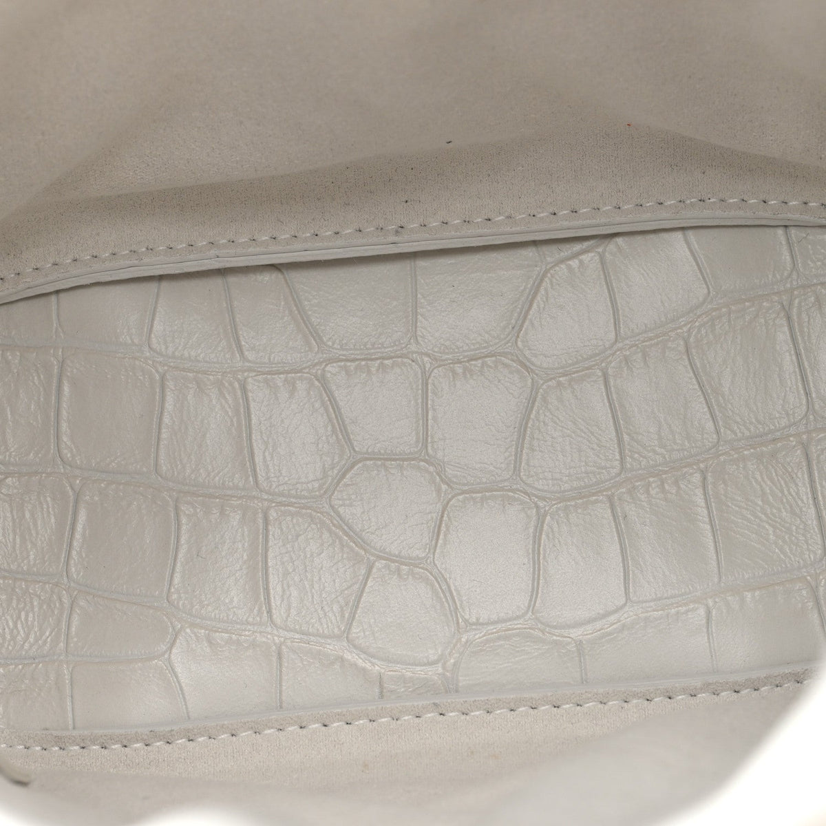 Calfskin Logo Crocodile Embossed XS Tool 2.0 North-South Tote White Black