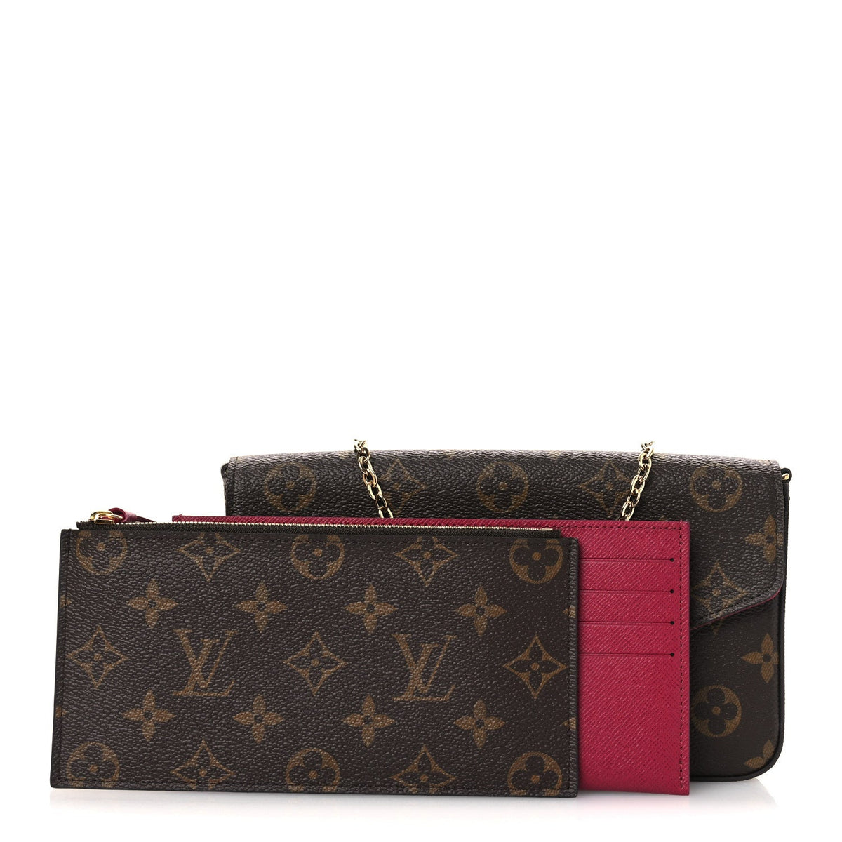 Monogram Pochette Felicie Chain Wallet Fuchsia