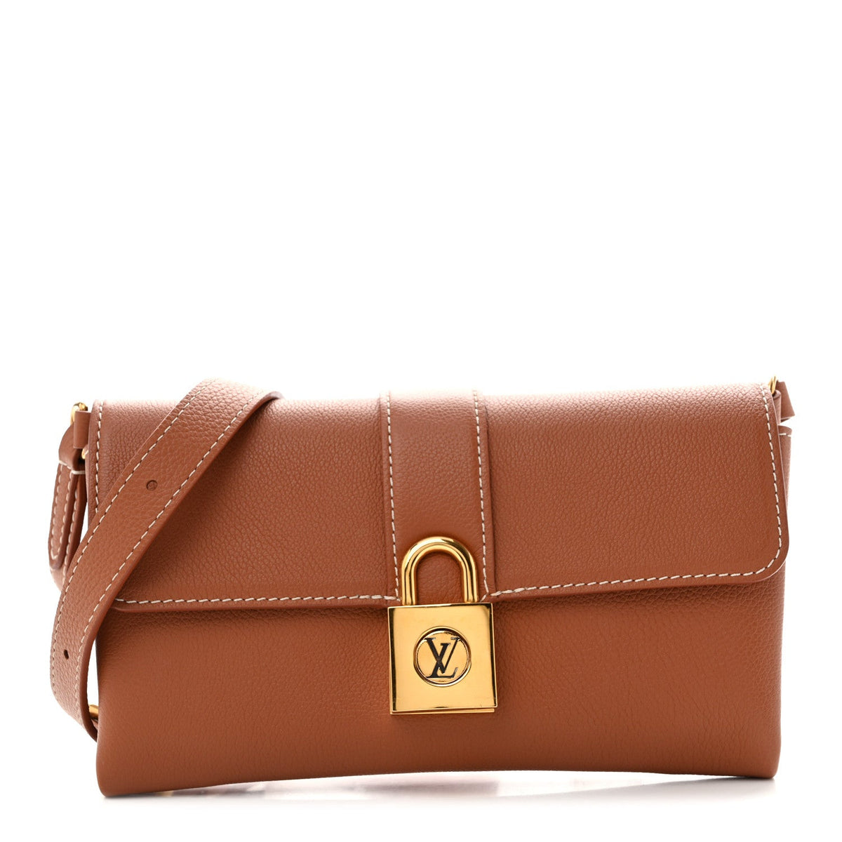 Grained Calfskin Low Key Wallet On Chain Cognac