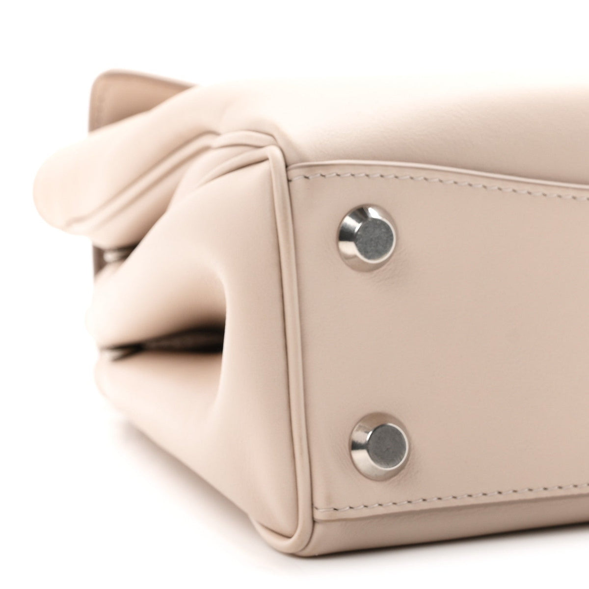 Natural Smooth Calfskin Small Rodeo Top Handle Handbag Almond