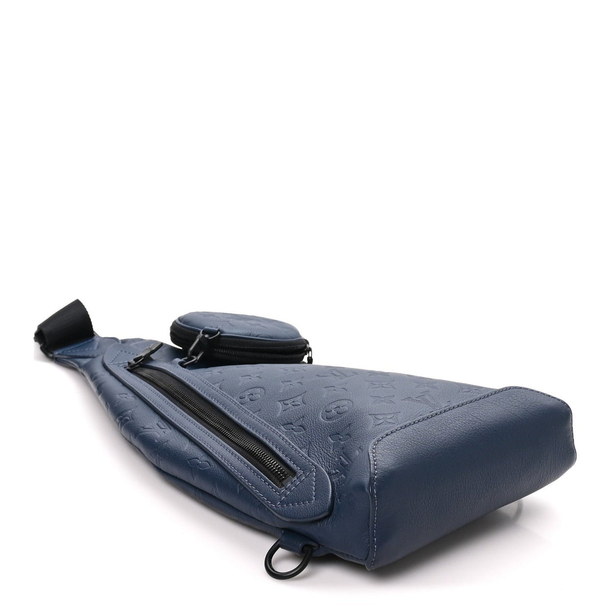 Calfskin Shadow Monogram Duo Slingbag Navy