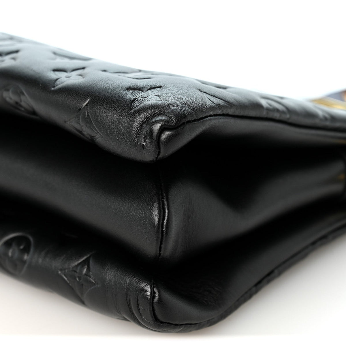 Lambskin Embossed Monogram Scarf Coussin PM Black