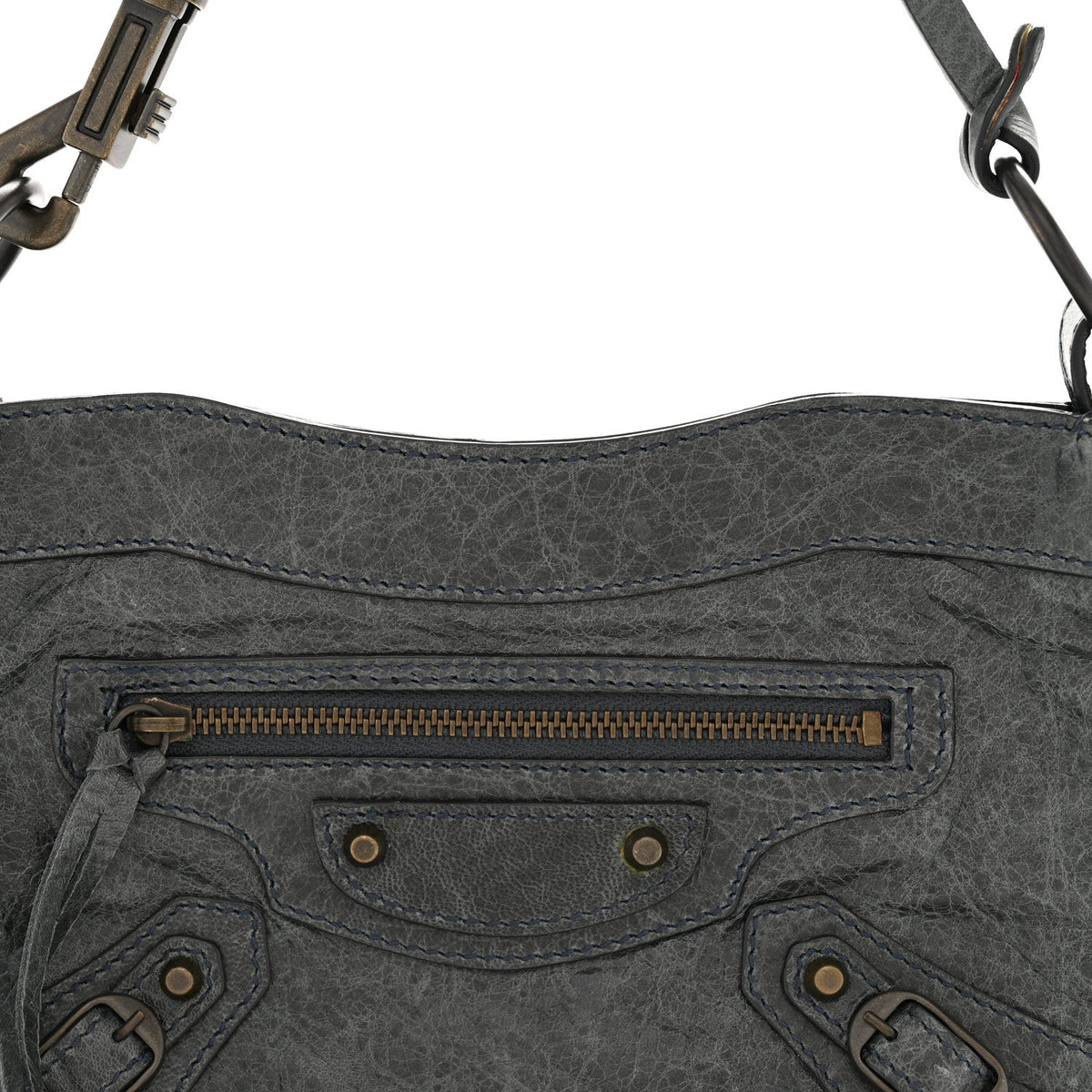 Agneau Classic Hardware Shoulder Bag Black