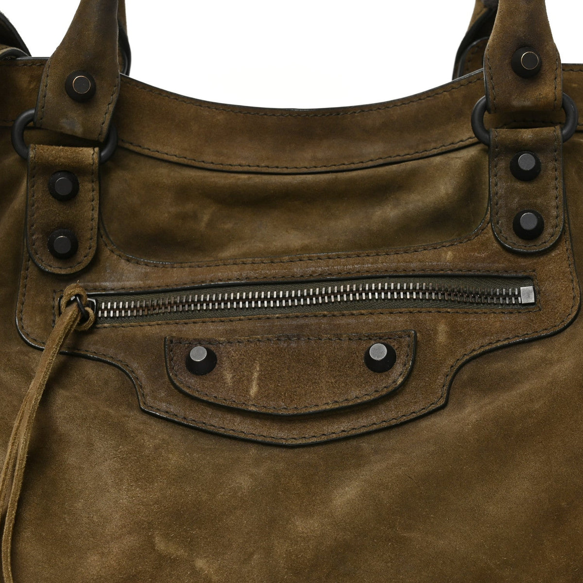 Waxed Suede Calfskin Classic Hardware Medium Le City Khaki