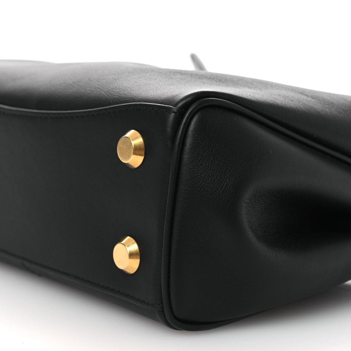 Natural Smooth Calfskin Mini Rodeo Top Handle Handbag Black