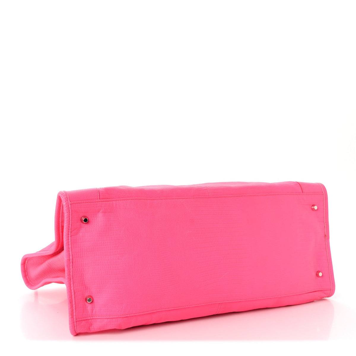 Calfskin Lizard Embossed Silver Hardware Work Rose Fluo