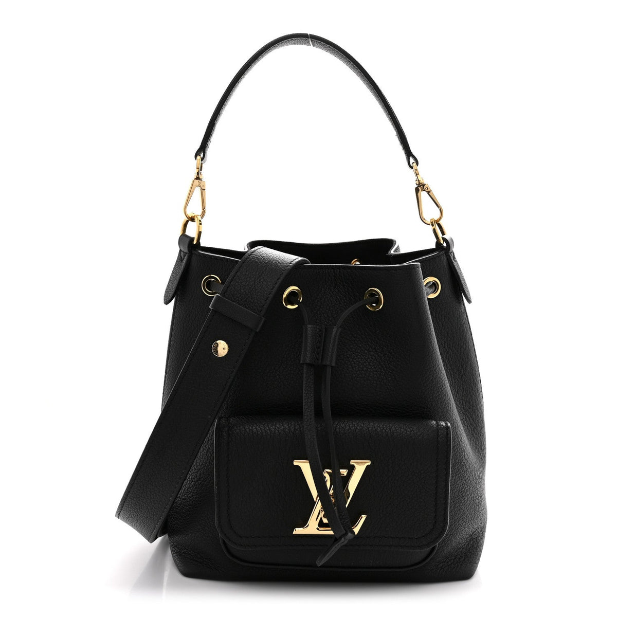 Calfskin Lockme Bucket MM Black