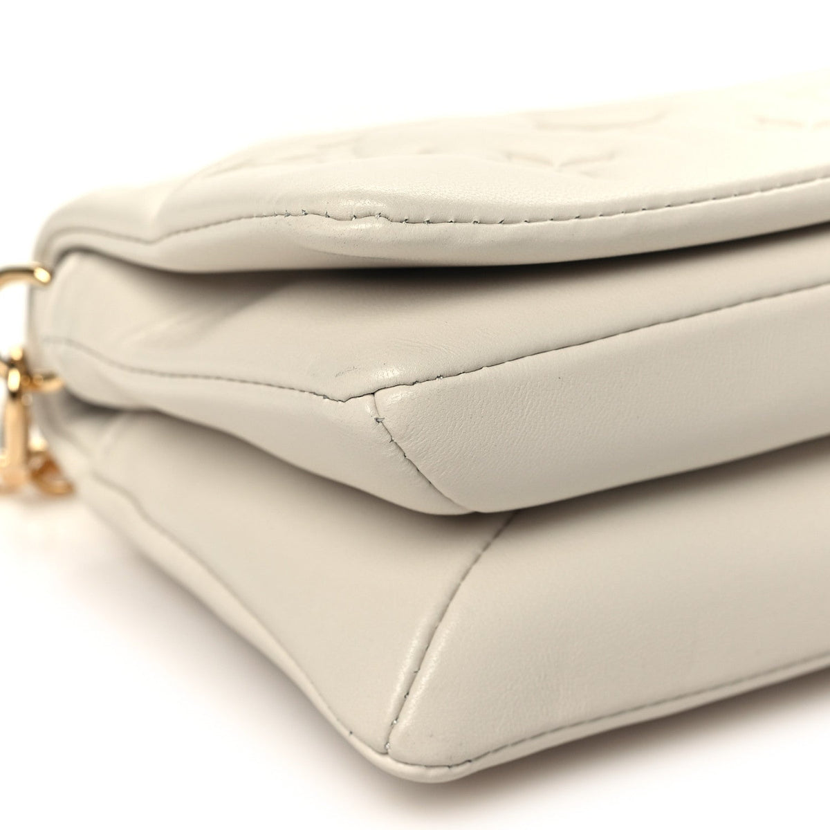 Lambskin Embossed Monogram Pochette Coussin Crossbody Creme
