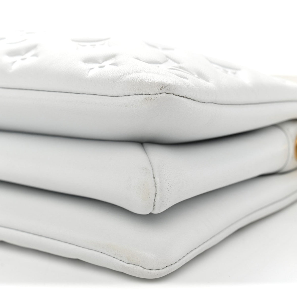 Lambskin Embossed Monogram Coussin BB White