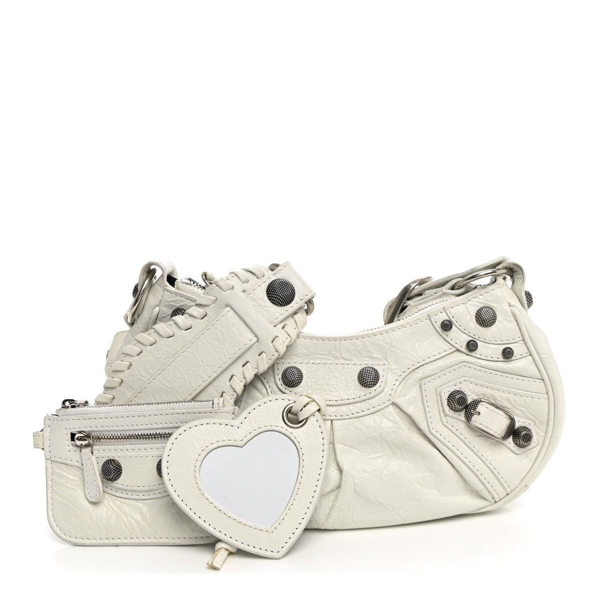 Agneau Arena Le Cagole Shoulder Bag XS Optic White
