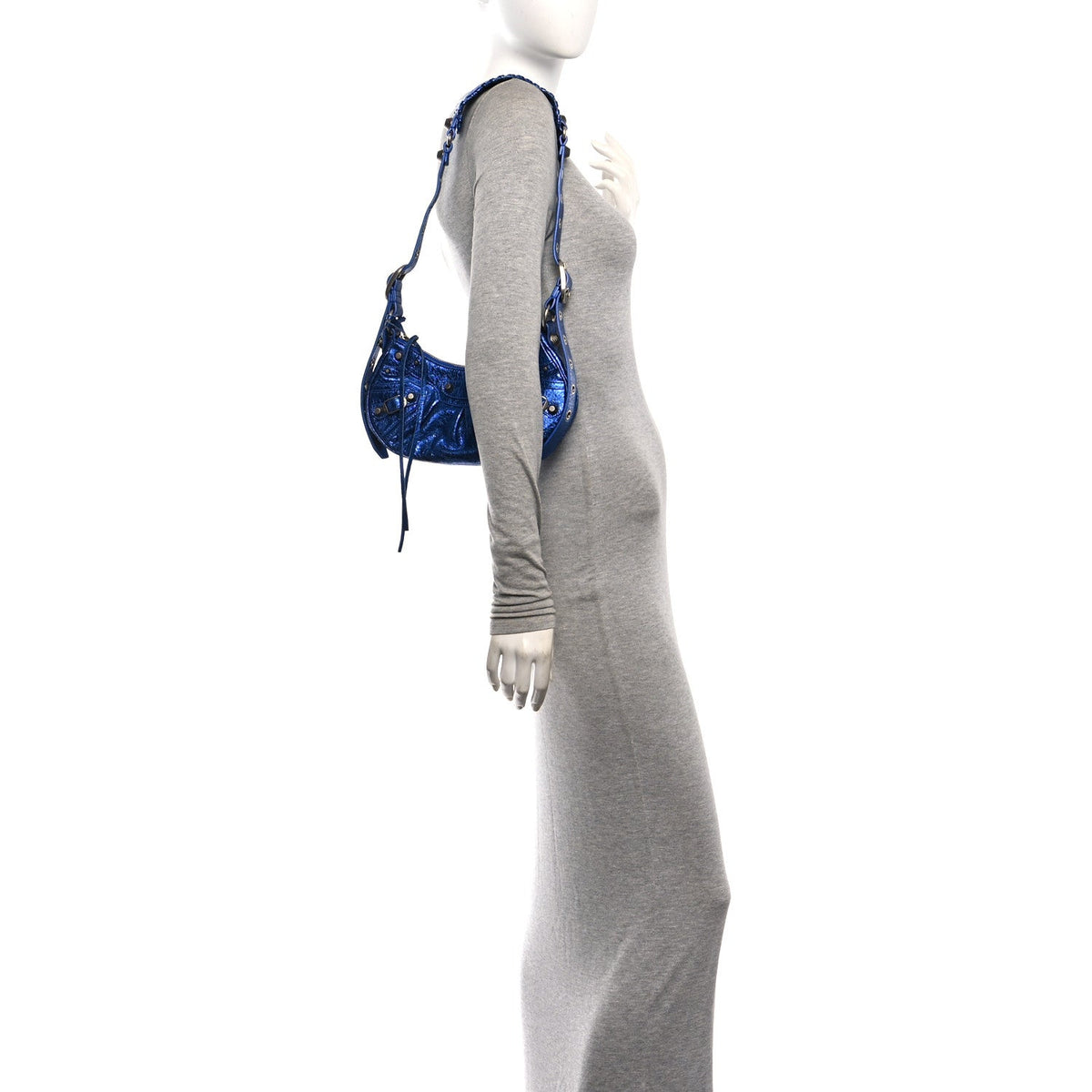 Metallic Arena Agneau Le Cagole Shoulder Bag XS Blue