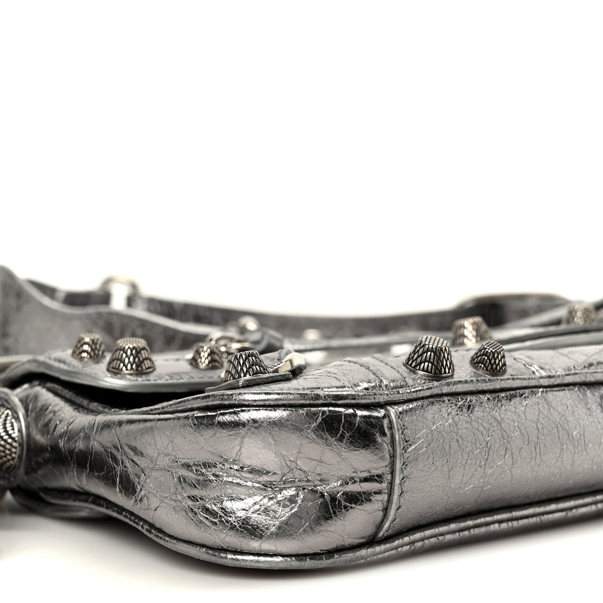 Metallic Agneau Arena Small Le Cagole Sling Bag Silver
