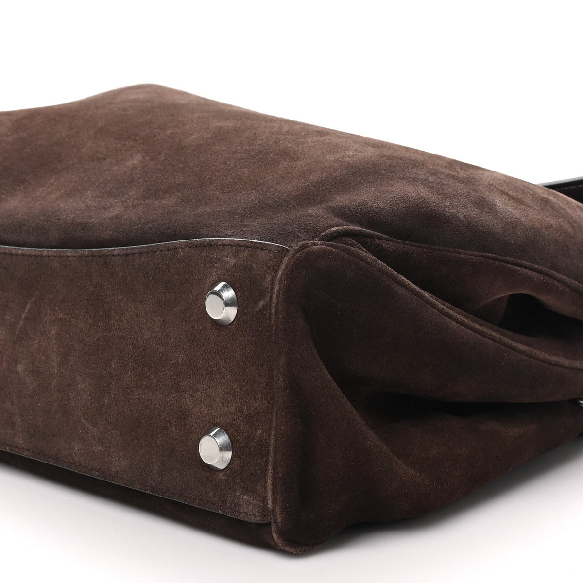Waxed Suede Calfskin Medium Rodeo Top Handle Handbag Light Espresso