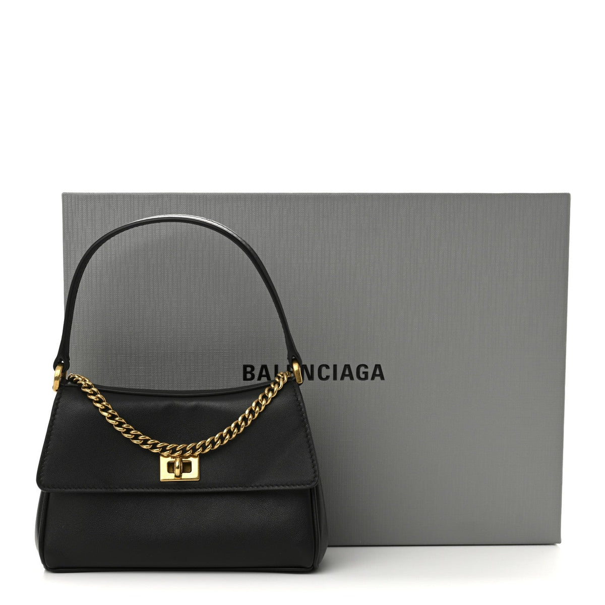 Natural Smooth Calfskin Nano Rodeo Top Handle Handbag Black
