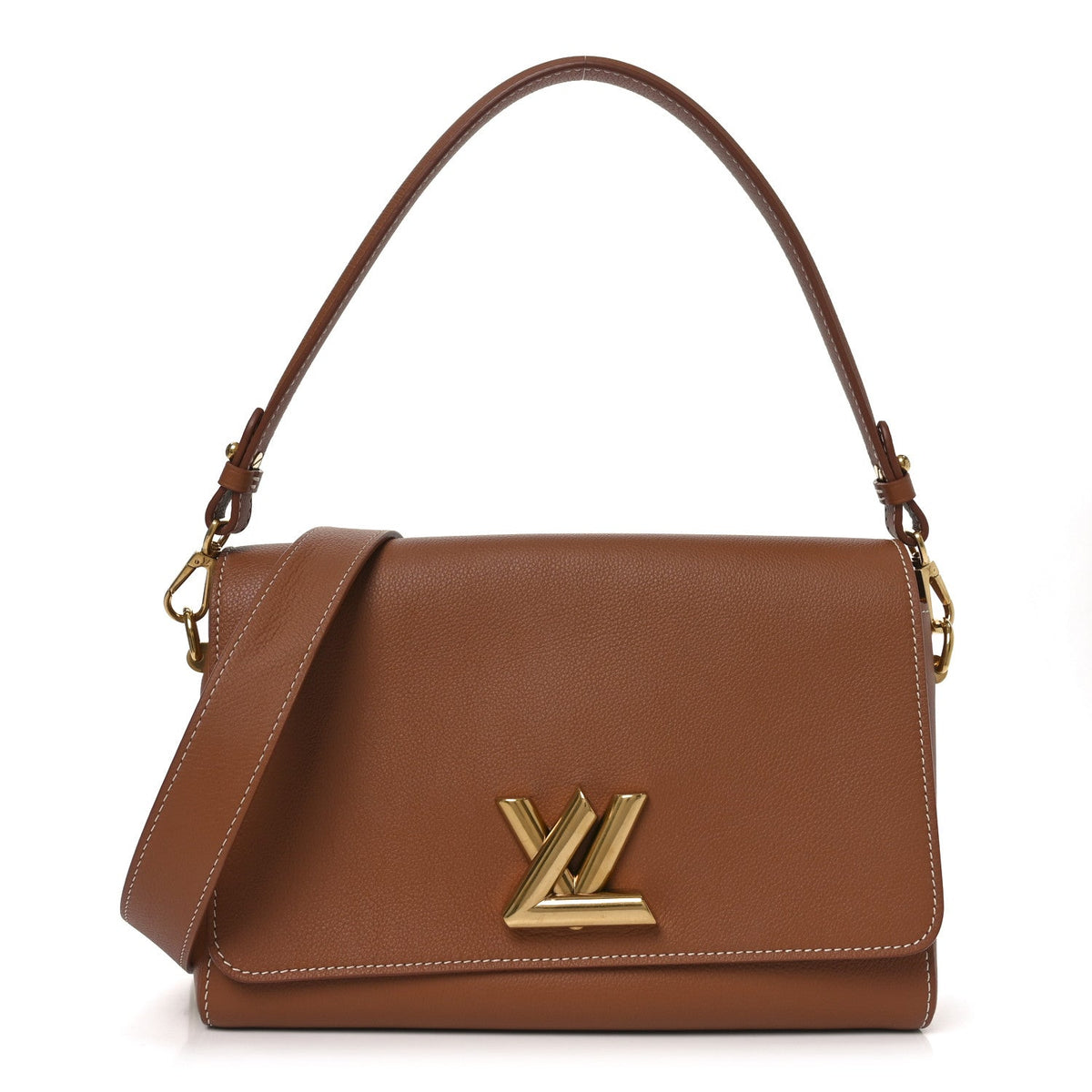 Calfskin Soft Twist Shoulder Bag Cognac