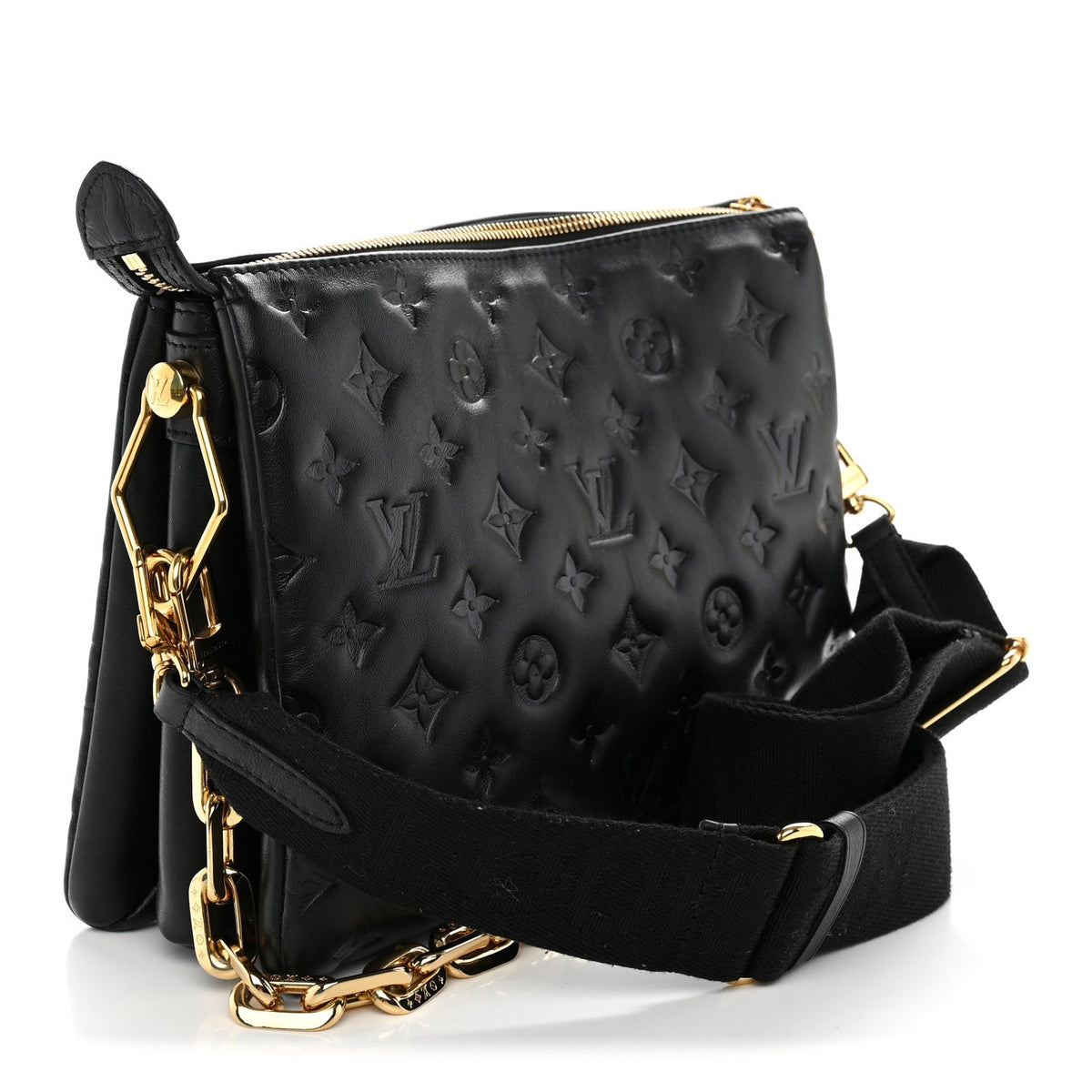 Lambskin Embossed Monogram Coussin PM Black