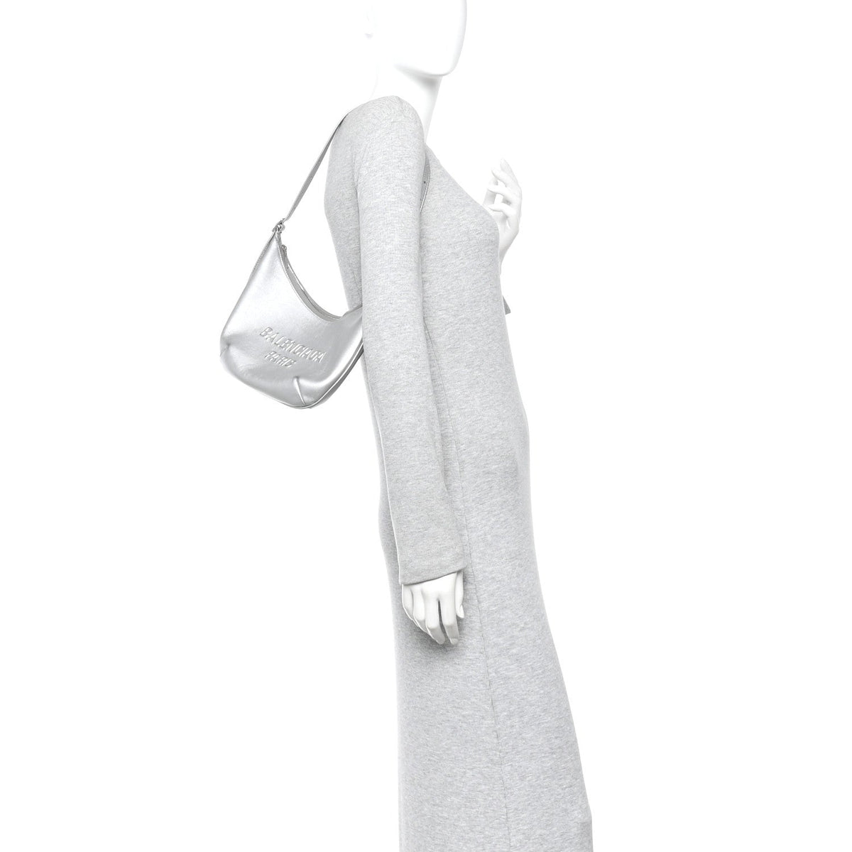 Metallic Calfskin Mary Kate Shoulder Bag Silver