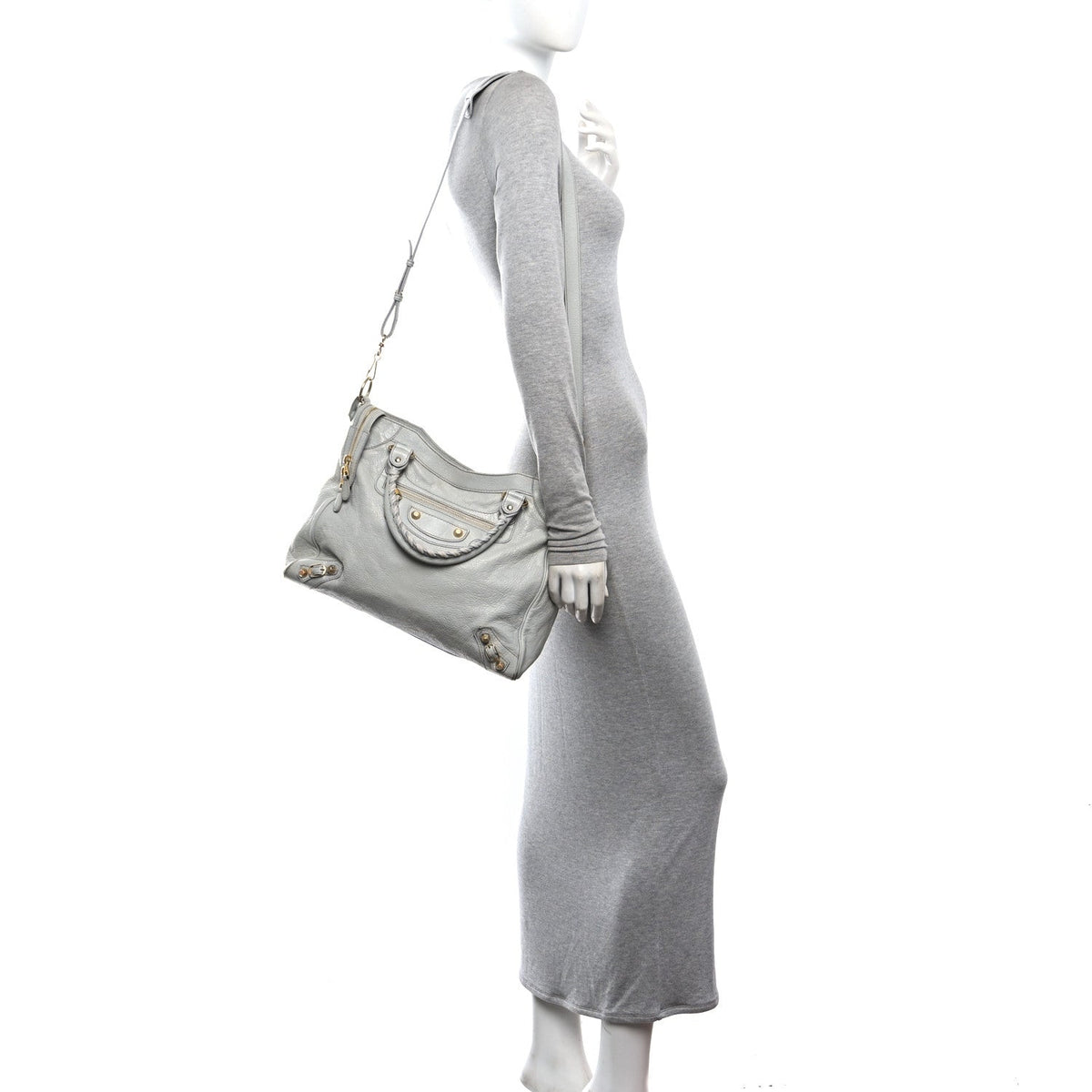 Agneau Giant 12 Gold Hardware Velo Gris Glace