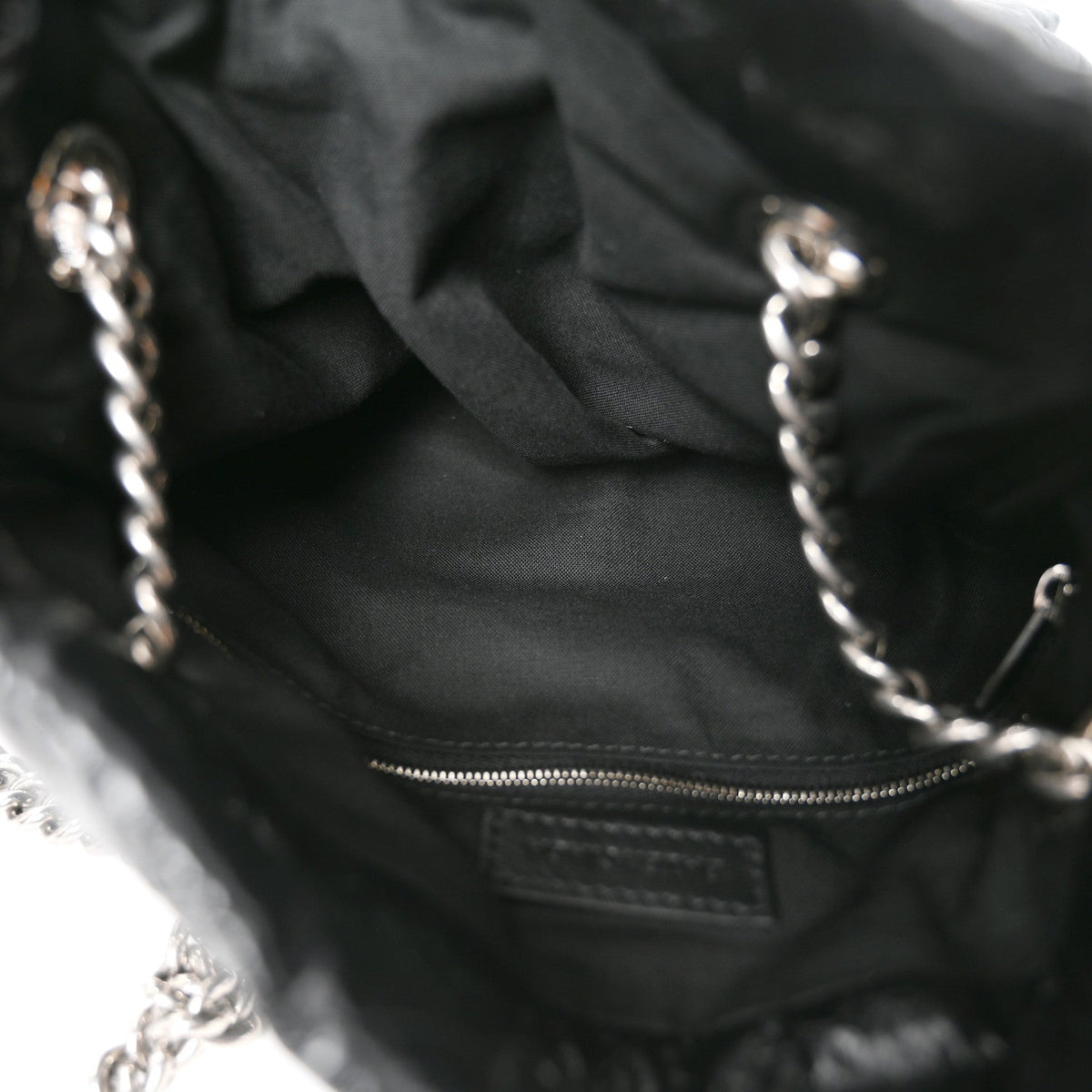 Crushed Calfskin Quilted Crush Small Tote Bag Black