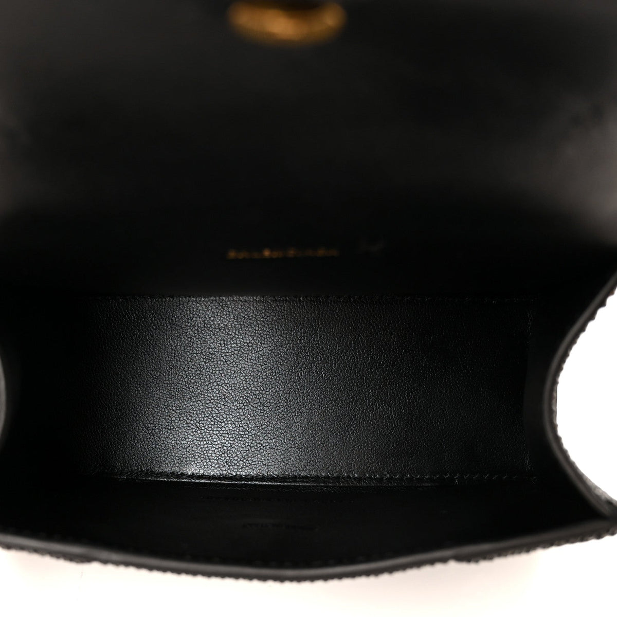 Strass Suede Allover Logo Hourglass Top Handle Bag XS with Chain Black White