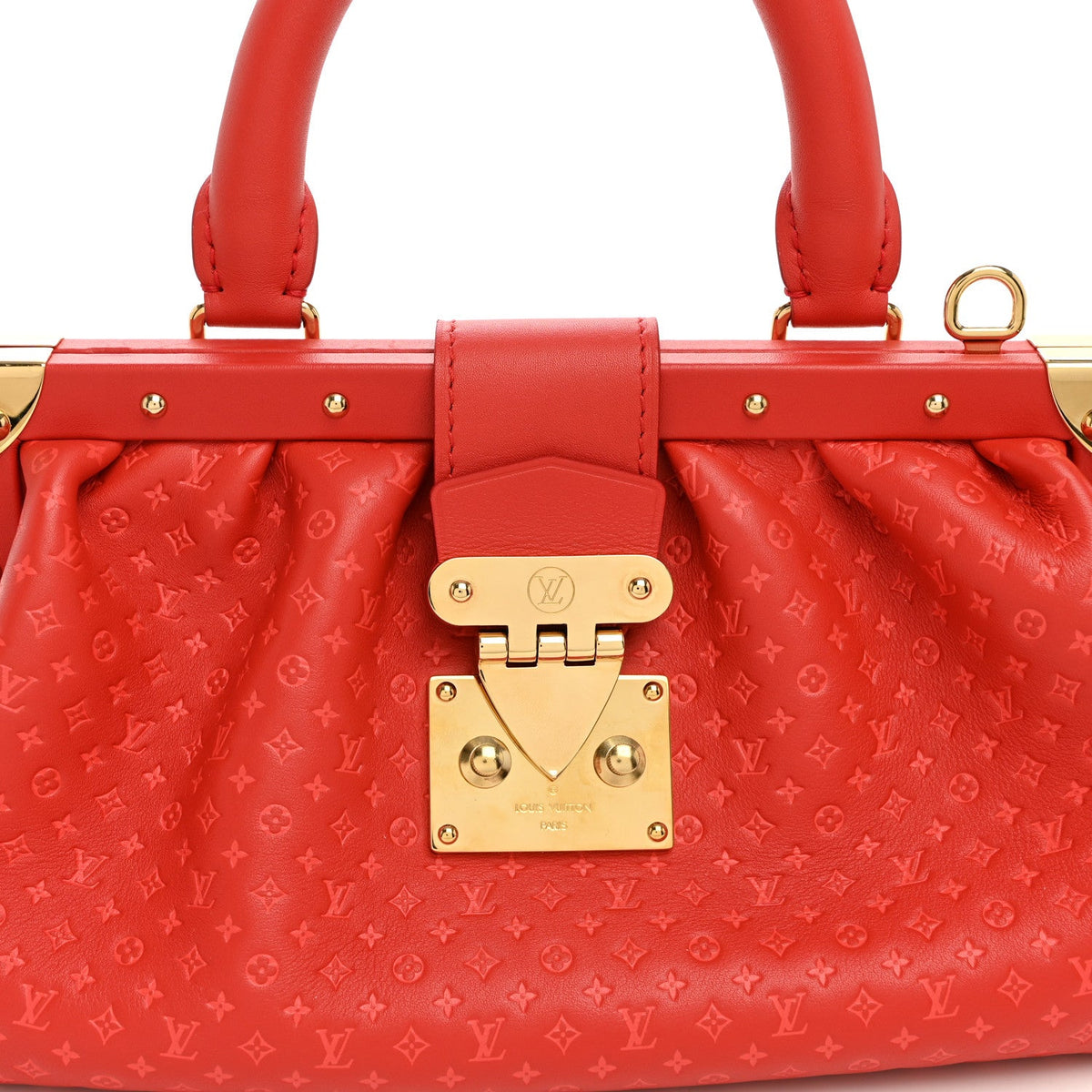 Calfskin Nanogram Embossed Clutch Red