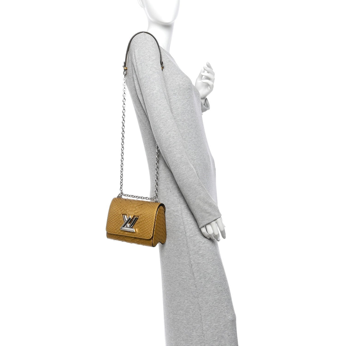 Metallic Snakeskin Twist Shoulder Bag PM Gold