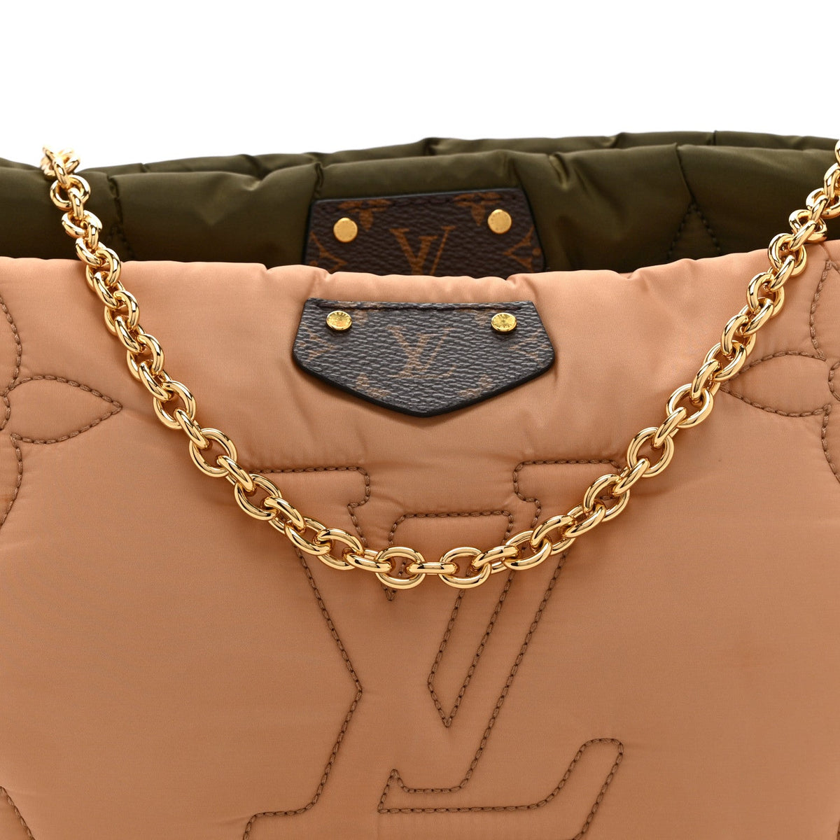 Econyl Monogram Pillow Maxi Multi Pochette Accessories Kaki Beige