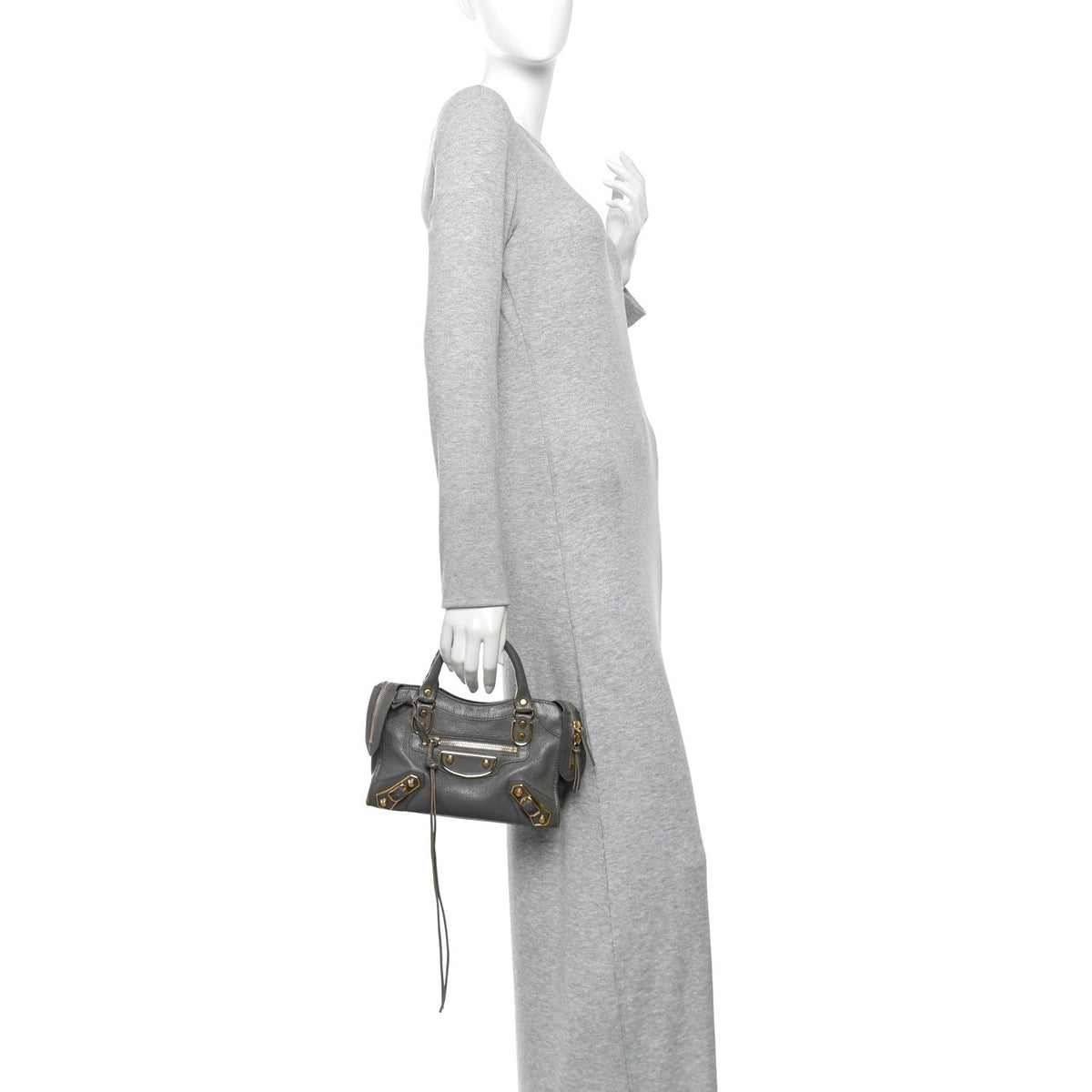 Chevre Gold Metallic Edge Hardware Mini City Gris Acier