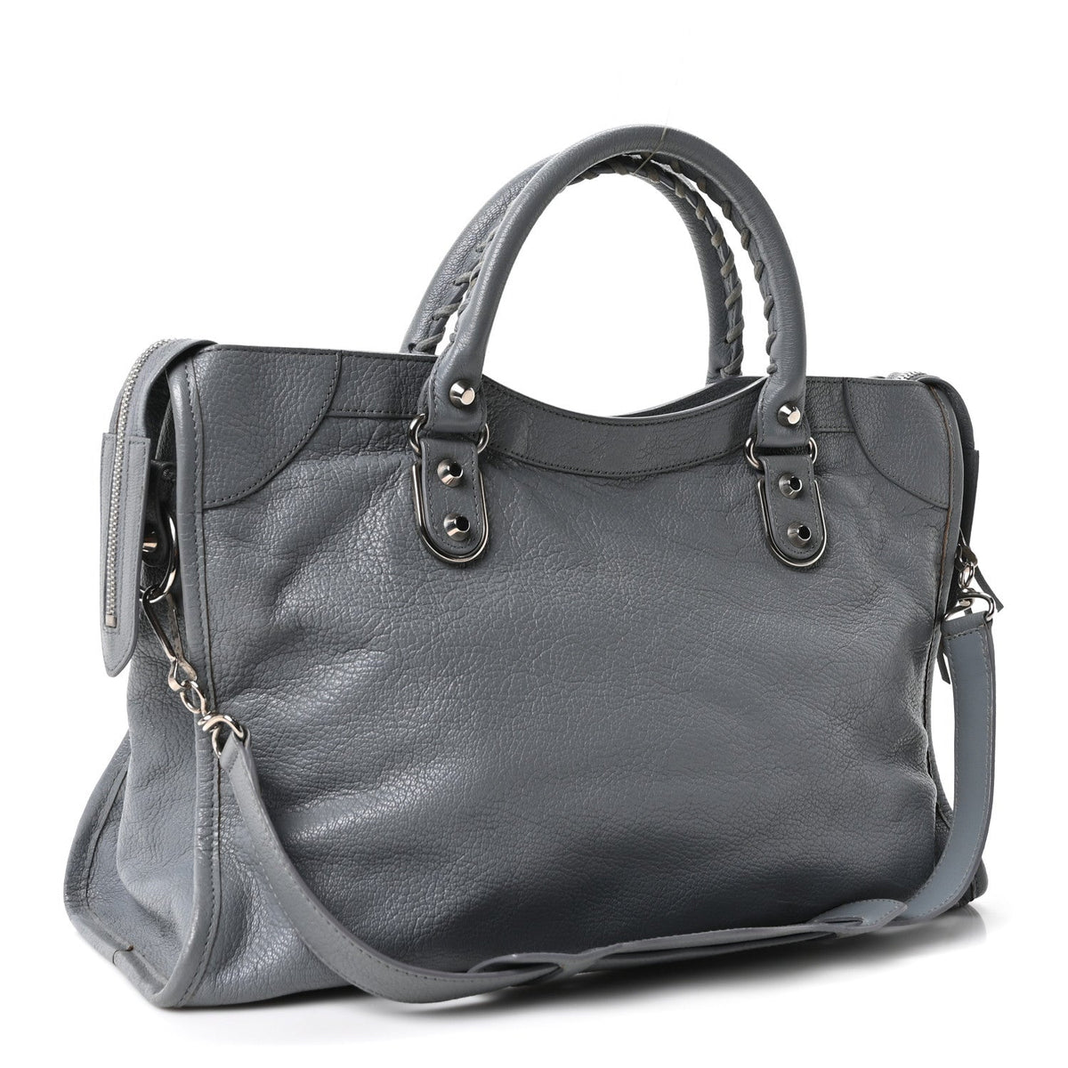 Chevre Silver Metallic Edge Hardware City Bleu Acier
