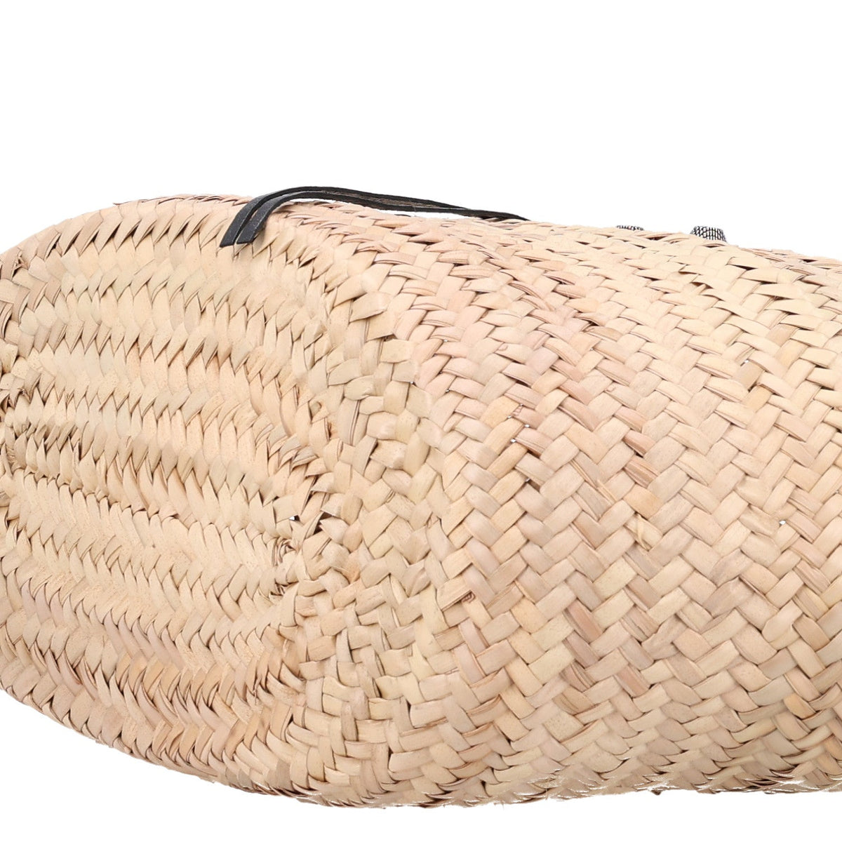 Raffia Woven Medium Le Cagole Tote Bag Black Natural