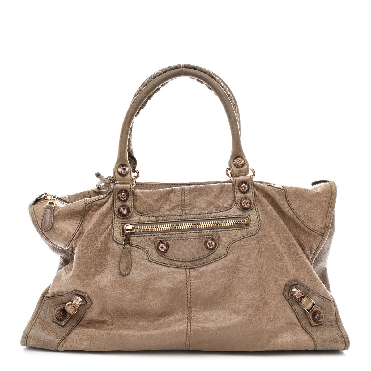 Agneau Giant 12 Rose Gold Hardware Work Gris Poivre