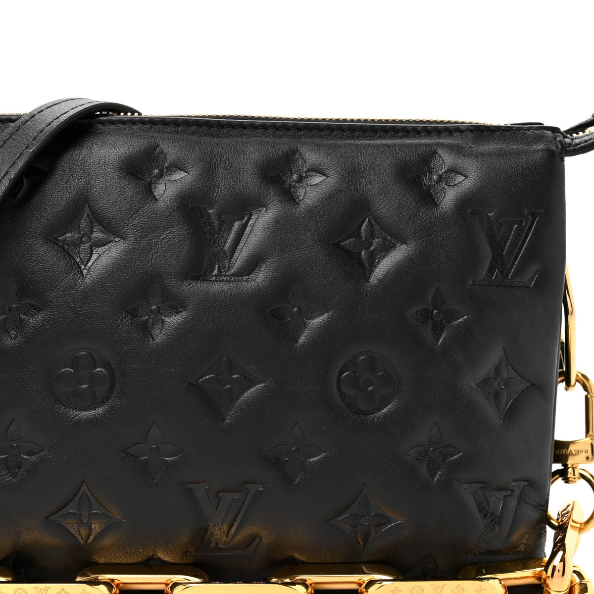 Lambskin Embossed Monogram Coussin BB Black