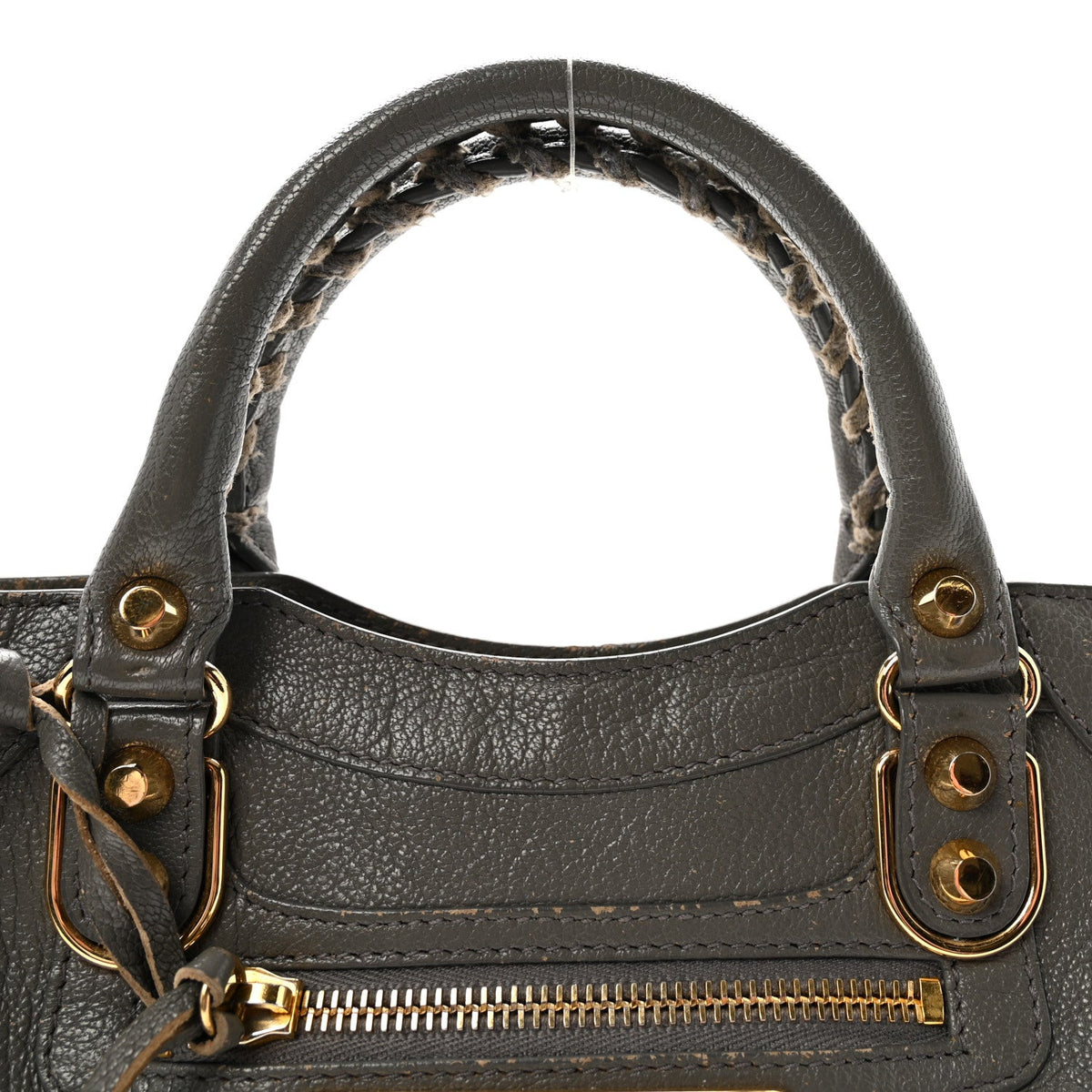 Chevre Gold Metallic Edge Hardware Mini City Gris Acier