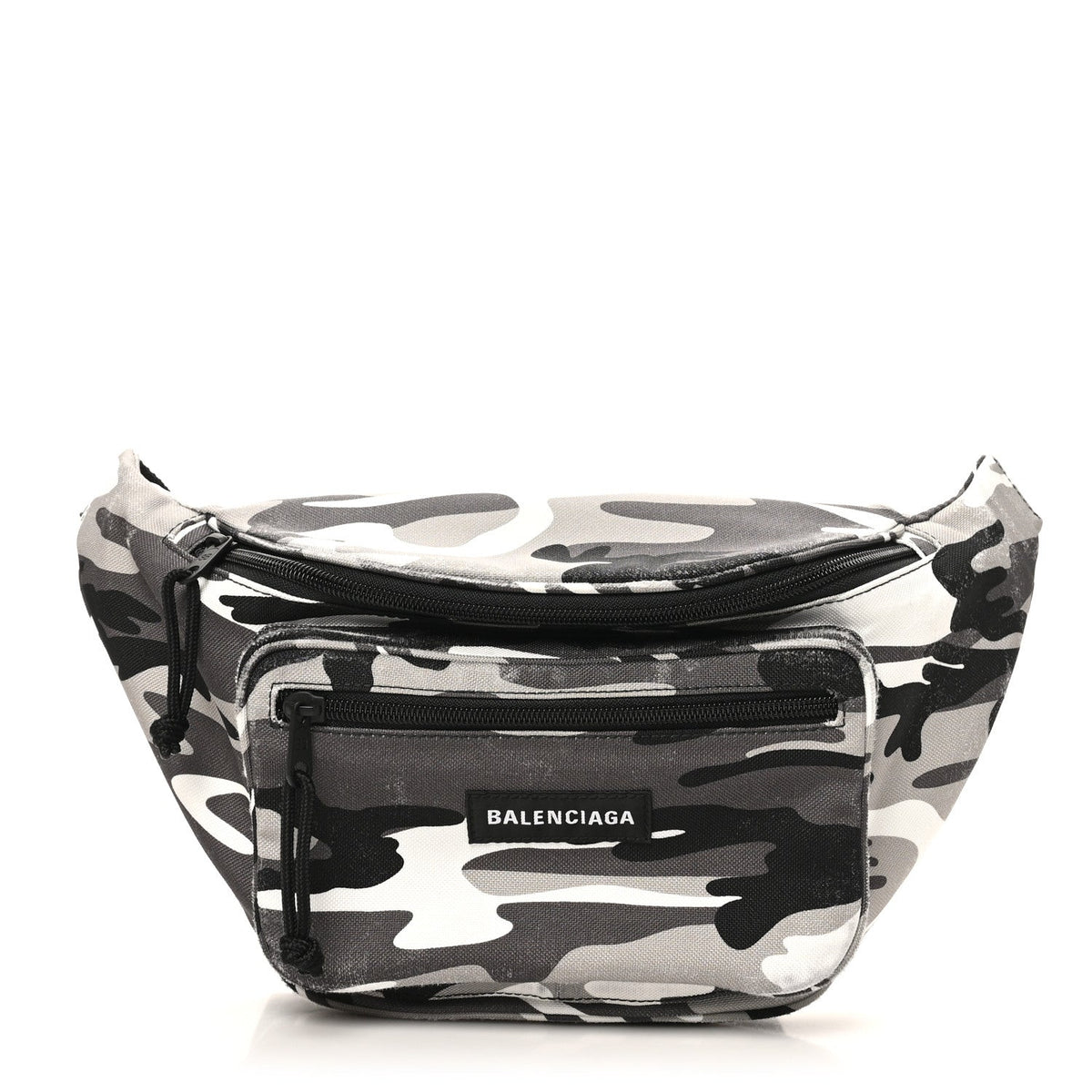 Distressed Nylon Canvas Camo Logo Explorer Beltpack Black White Gray