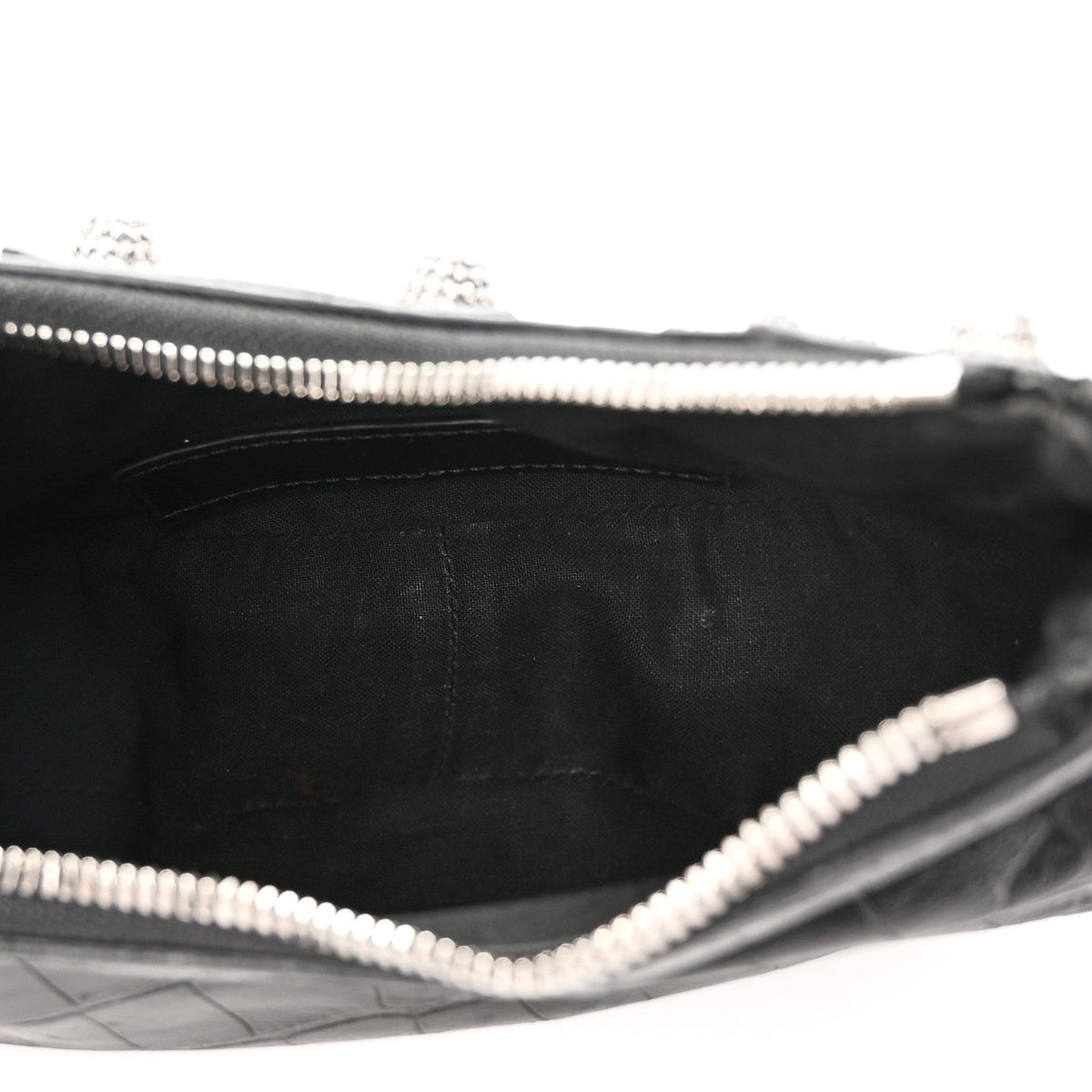 Extra Supple Calfskin Crystal Crocodile Embossed Le Cagole Shoulder Bag XS Black