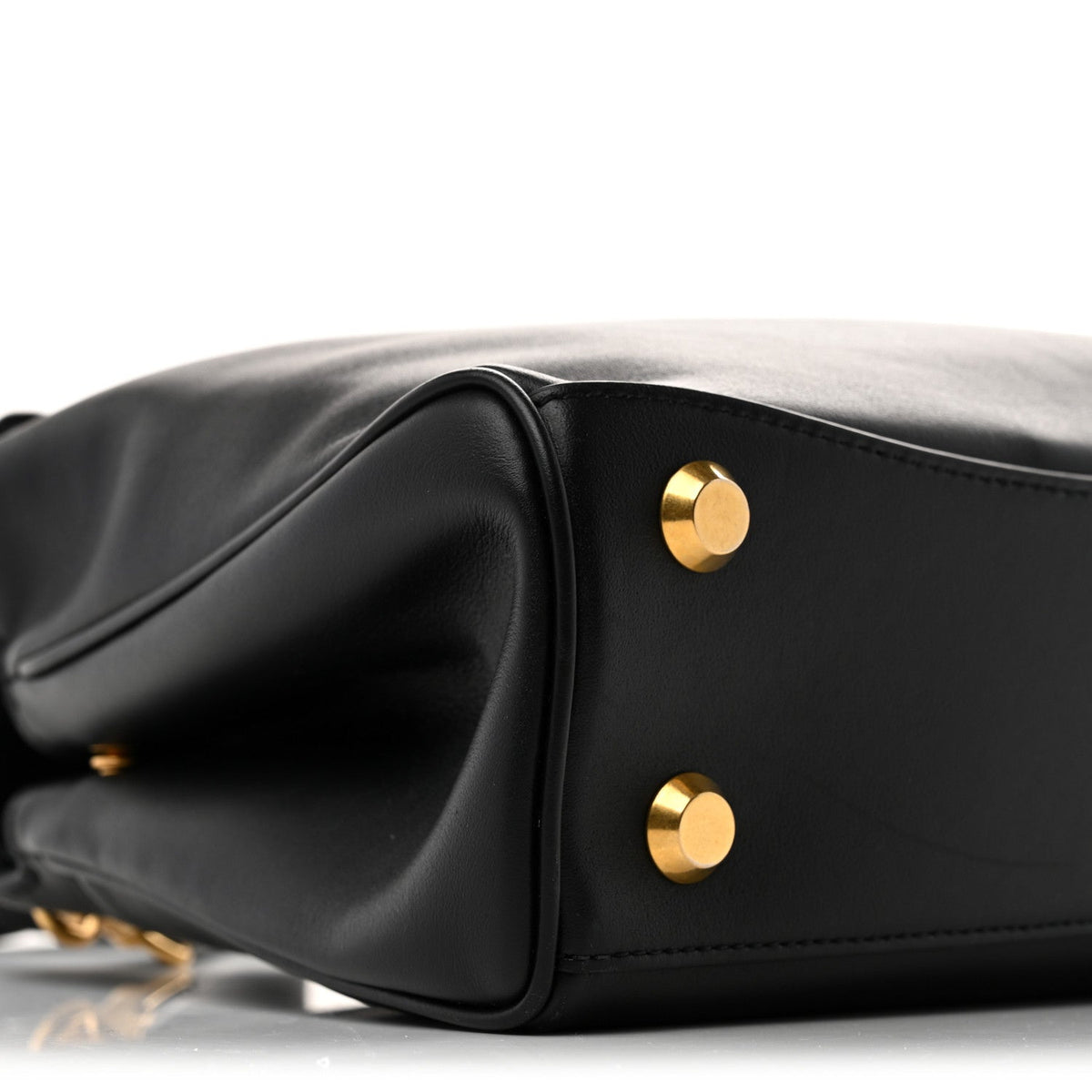 Natural Smooth Calfskin Mini Rodeo Top Handle Handbag Black