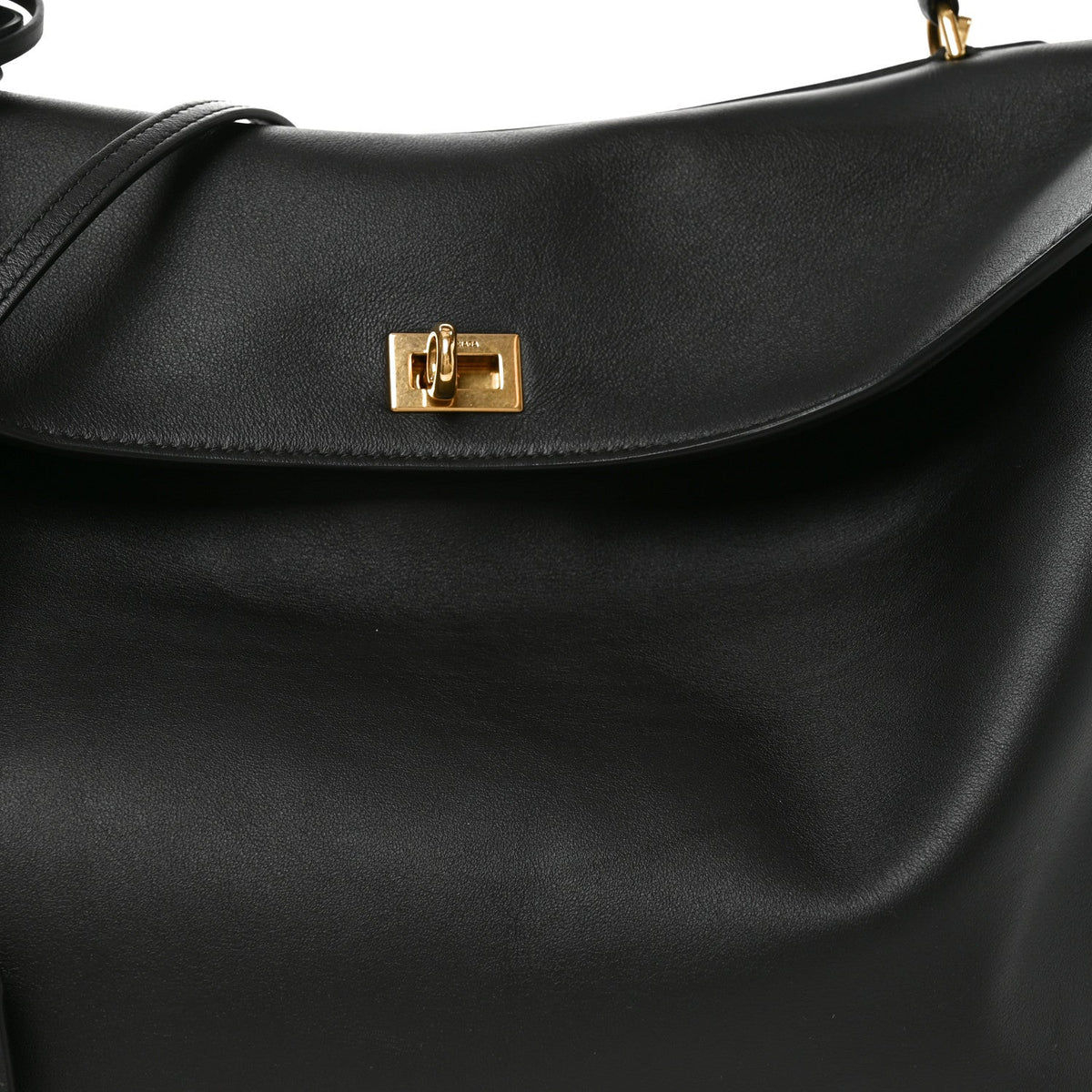 Smooth Calfskin Large Rodeo Top Handle Handbag Black