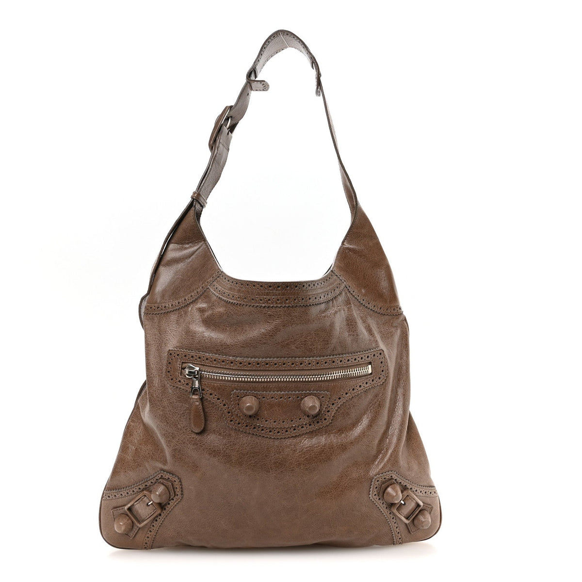 Agneau Giant Brogues Hardware Besace Hobo Taupe