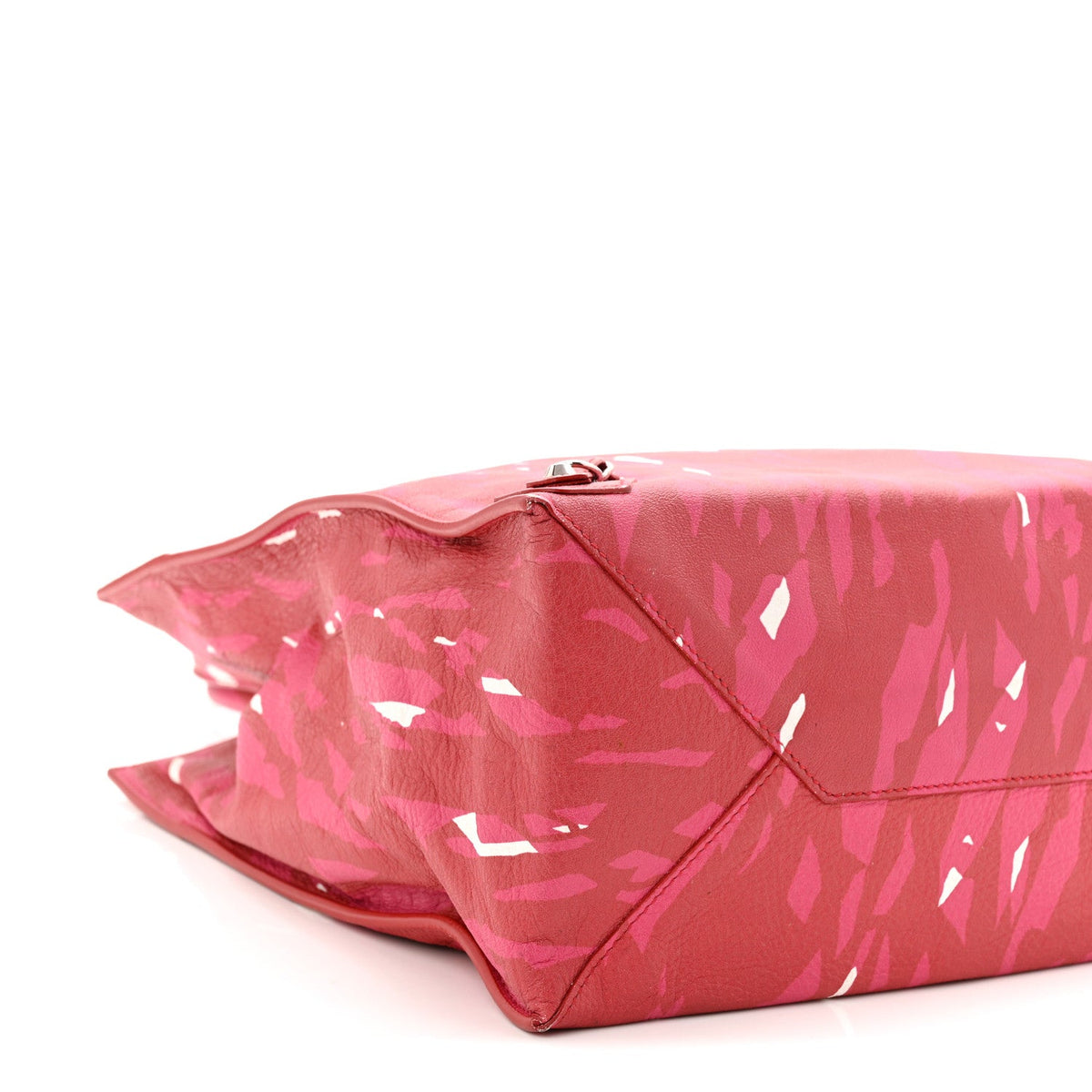Supple Calfskin Printed Papier A5 Zip Around Tote Red Pink White