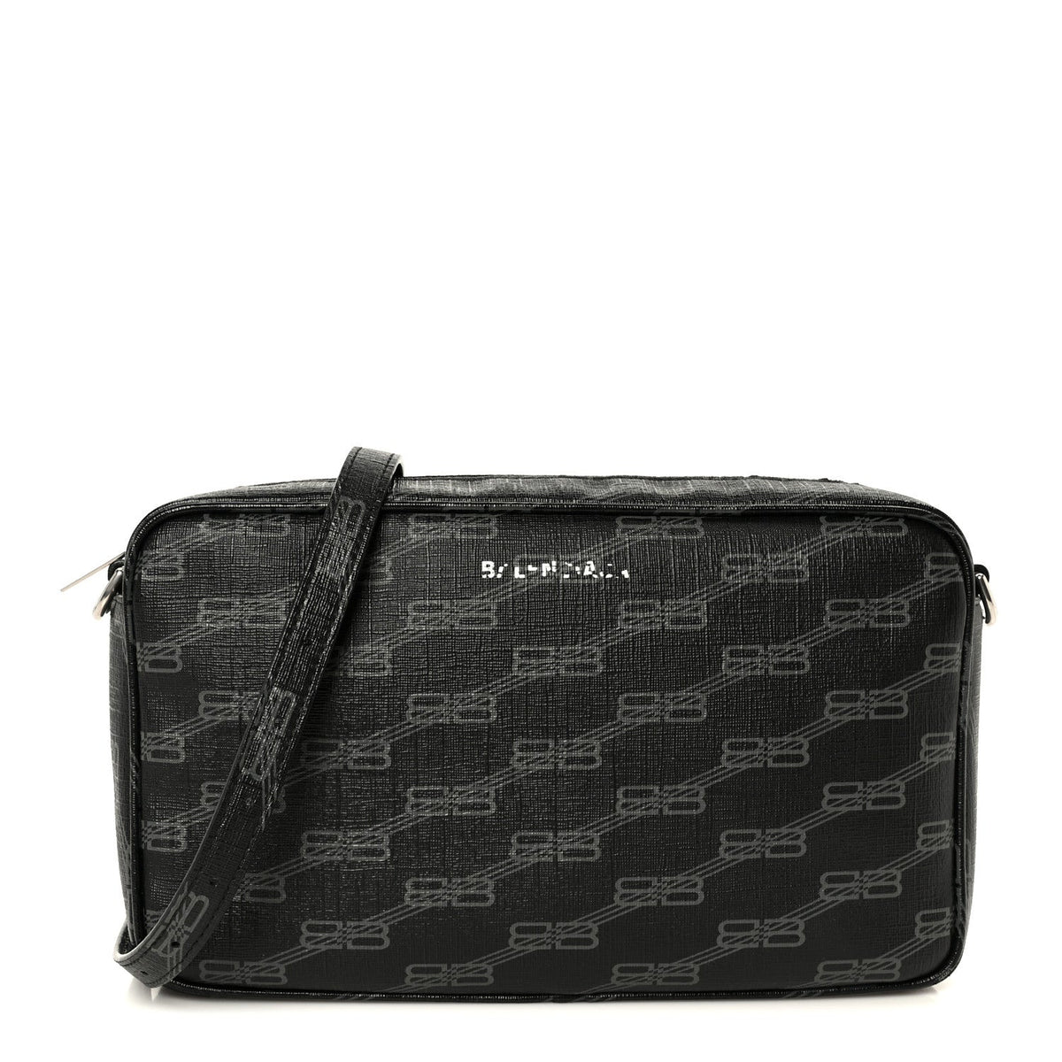 Coated Canvas BB Monogram Medium Signature Camera Bag Black Grey
