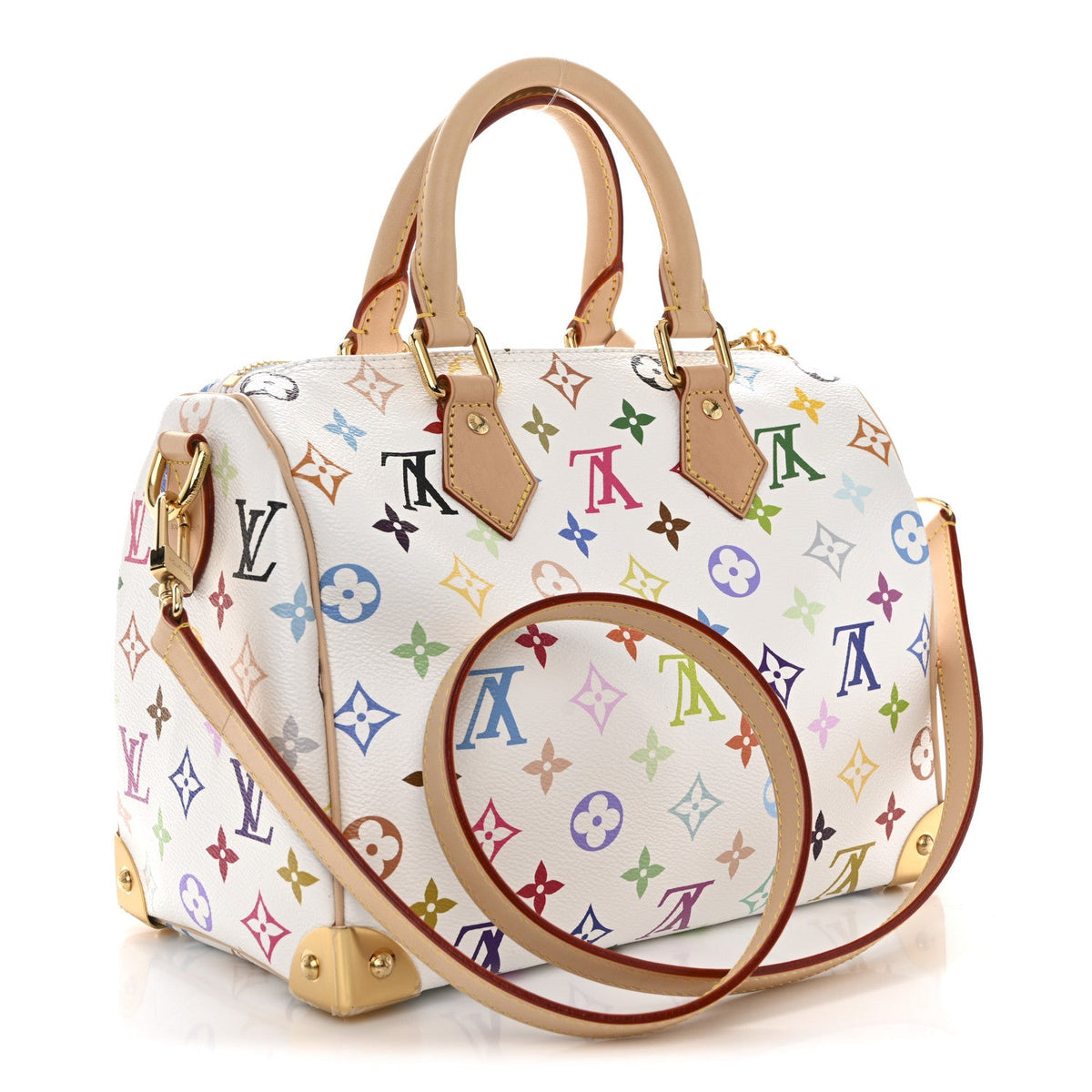 LV X TM Monogram Multicolor Speedy Bandouliere 25 White